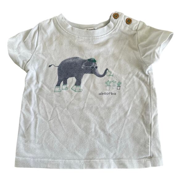 Absorba White Elephant Tee - Size 12 Months - Button Shoulder - Picture 1 of 4